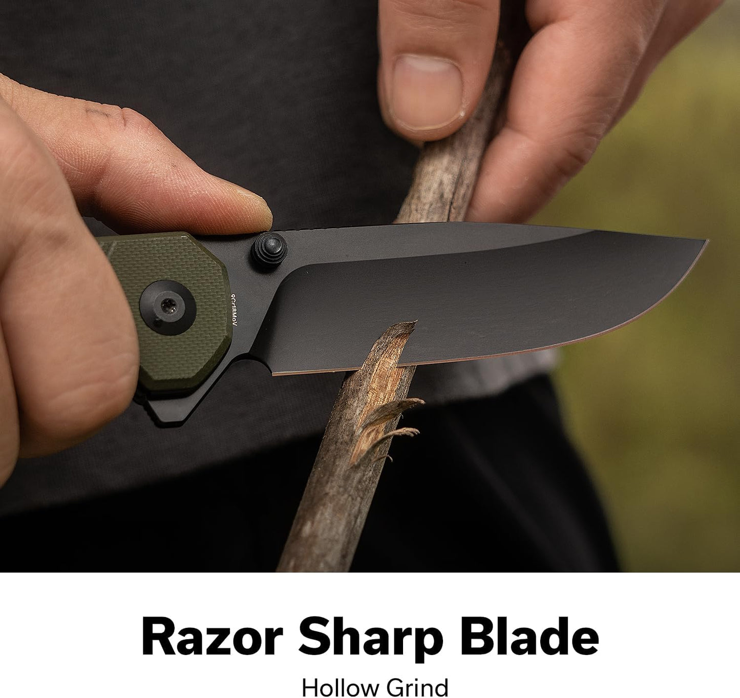SENCUT Aetheris Pocket Knife, EDC Folding Knife with 3.68'' 9Cr18MoV Blade & Canvas Micarta Handle, Reversible Clip for Camping Hiking S24095-3(Black)