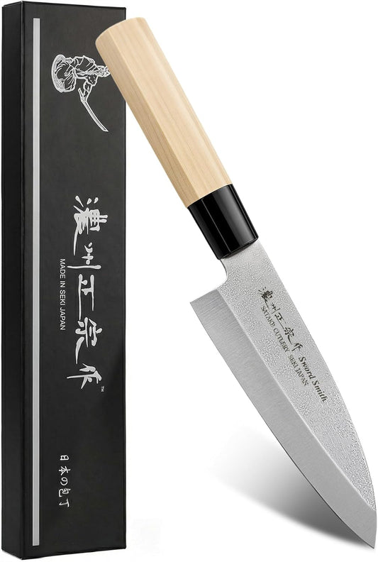 6.7 Inch Santoku Knife, Made in Japan, High Carbon Molybdenum Stainless Steel Japanese Chef Knife with Sakura Handle, Kitchen Knife for Slicing Meat, Vegetable & Fruit