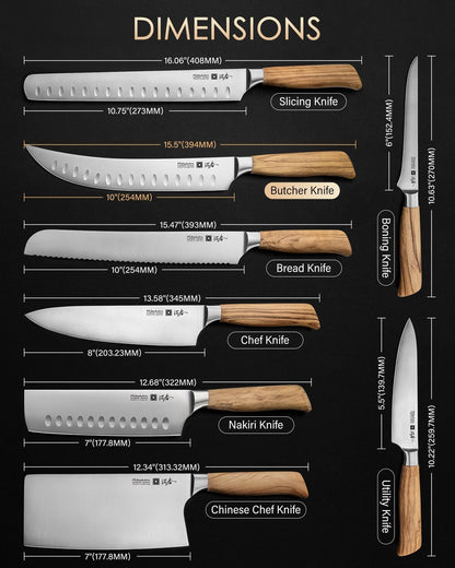 Mitsuharu 6" Fillet Knife for Meat Cutting, SHOMAN Series Sharp Boning Knife with Olive Wood Handle, German Steel Fillet Knife, Super Sharp for Lamb Pork Shoulder Fish