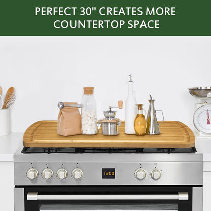 30 x 20 Inch Extra Large Wood Stove Top Cover Chopping Board, Bamboo Kitchen Cutting Board for BBQ, Turkey Carving Board, Large Charcuterie Boards for Party, Over the Sink Cutting Board