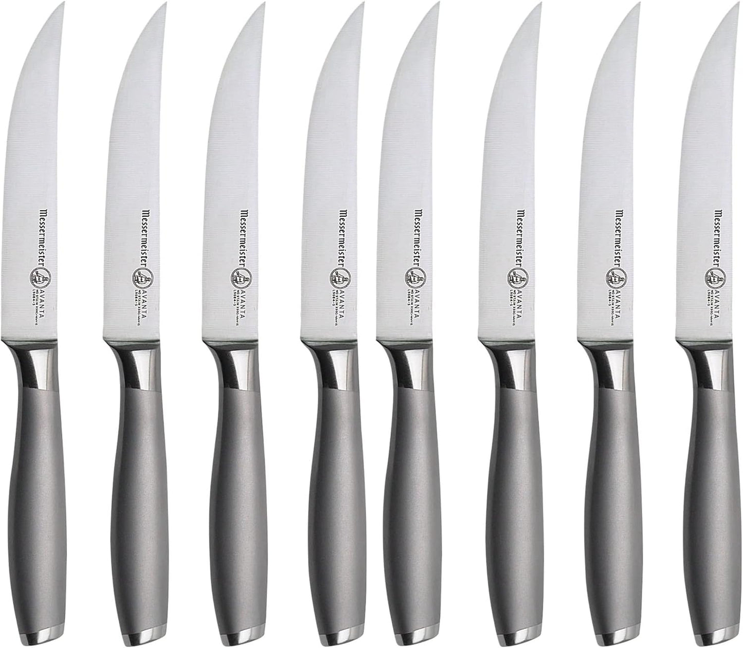 Messermeister Avanta Forged 5” Fine Edge Steak Knife Set - German X50 Stainless Steel - Rust Resistant & Easy to Maintain - Includes 4 Steak Knives