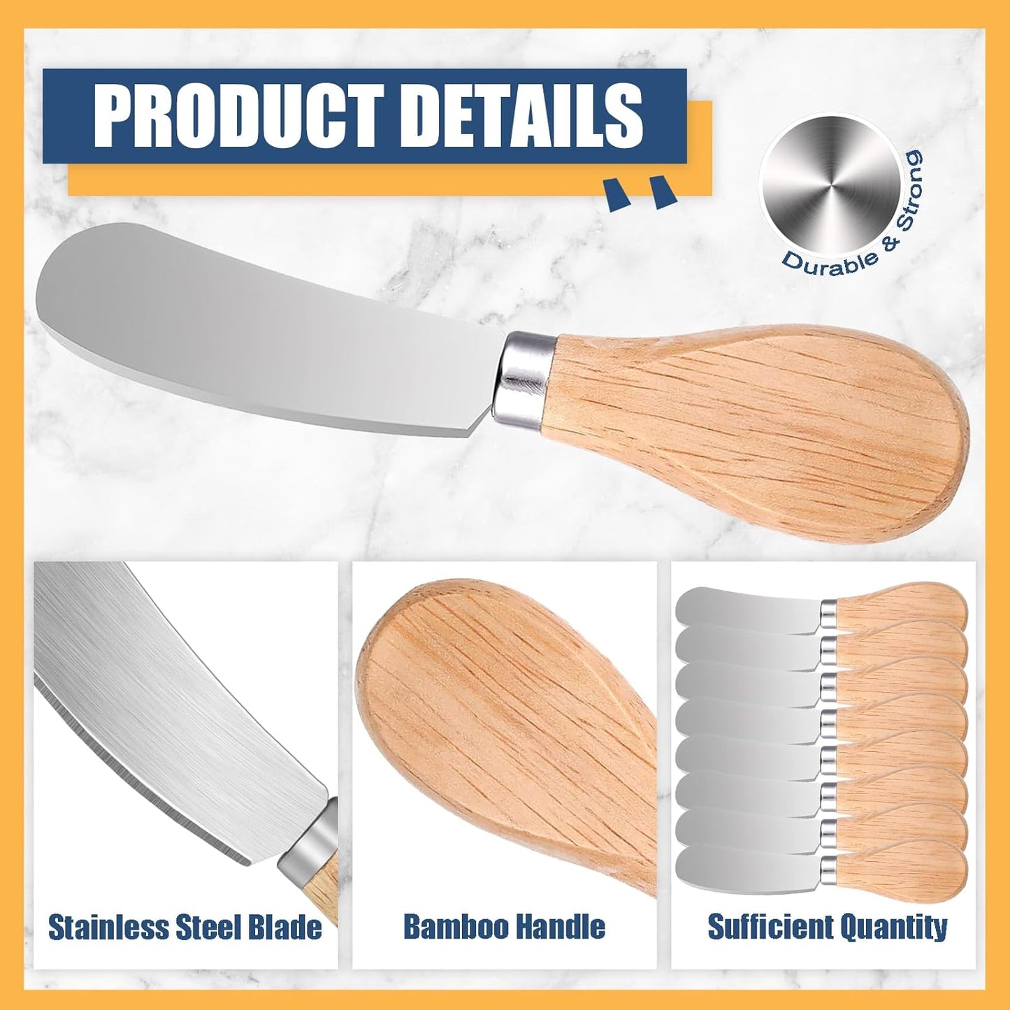 100 Pcs Cheese Spreader Knives with Wooden Handle Stainless Steel Butter Spreader Charcuterie Boards Accessories for Hotels Family Weddings
