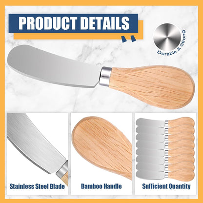 100 Pcs Cheese Spreader Knives with Wooden Handle Stainless Steel Butter Spreader Charcuterie Boards Accessories for Hotels Family Weddings
