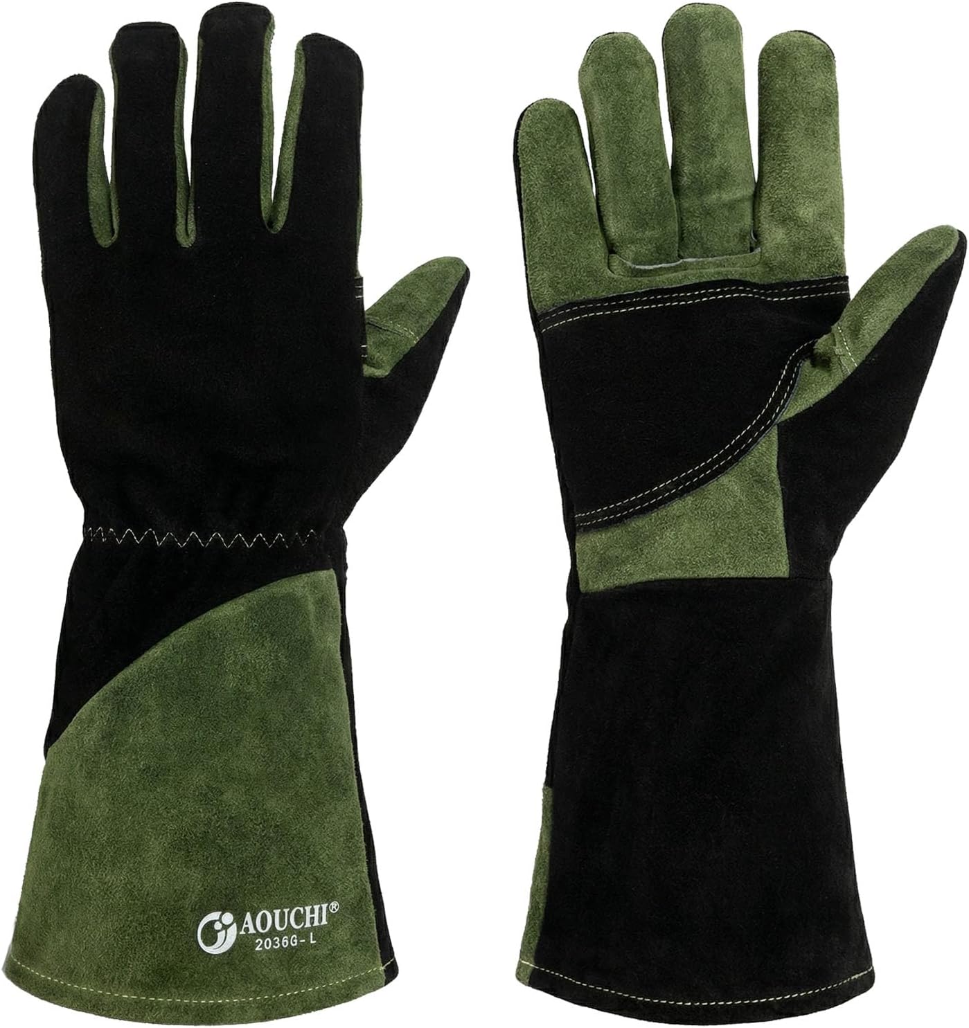 Leather Welding Gloves for Men,Long Sleeve Fireproof and Heat Resistant Mitts for Firefighting,Fireplace,Oven,Baking,BBQ,Stove,Pot Holder,Yard Work Thorn Proof (Brown Medium)