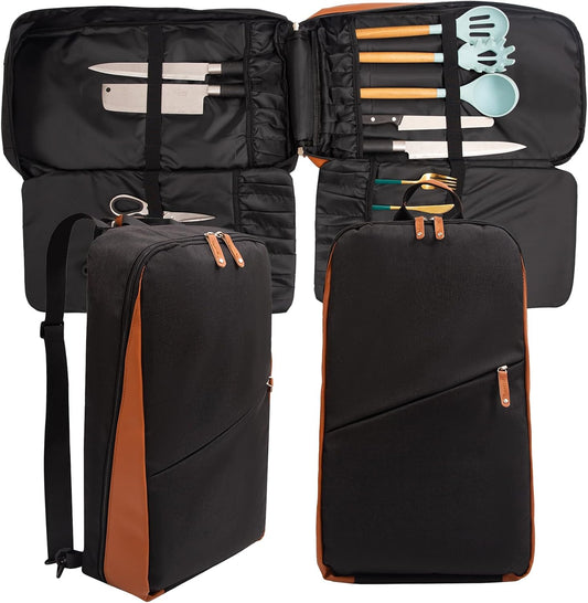 Professional Chef Backpack - Knife Bags for Chefs Professional with 30+ Pockets | Chef Knife Roll Bag |Holds 20+ Knives & Culinary Tools | Hidden Tablet Pocket | Durability Chef Bag for Kitchen