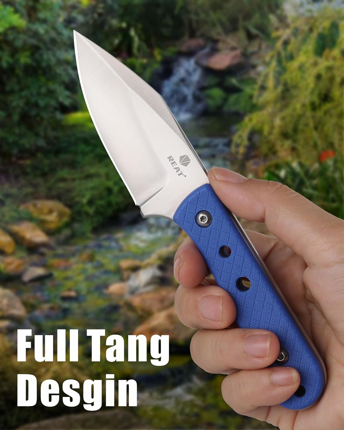 REAT Fixed Blade Knife with Kydex Sheath, 3.75" D2 Steel Blade,Ergonomic G10 Handle, Sharp EDC Knife, Small Tool for Camping Survival Tactical Hiking,Gifts for Men,Women