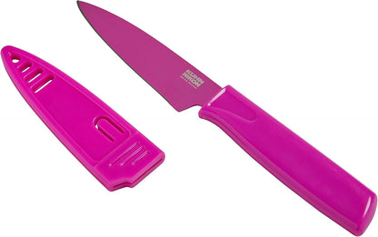 Kuhn Rikon Colori® Paring Knife – 4 Inch Japanese Stainless Steel, Nonstick Blade, Ergonomic Handle & Sheath, White