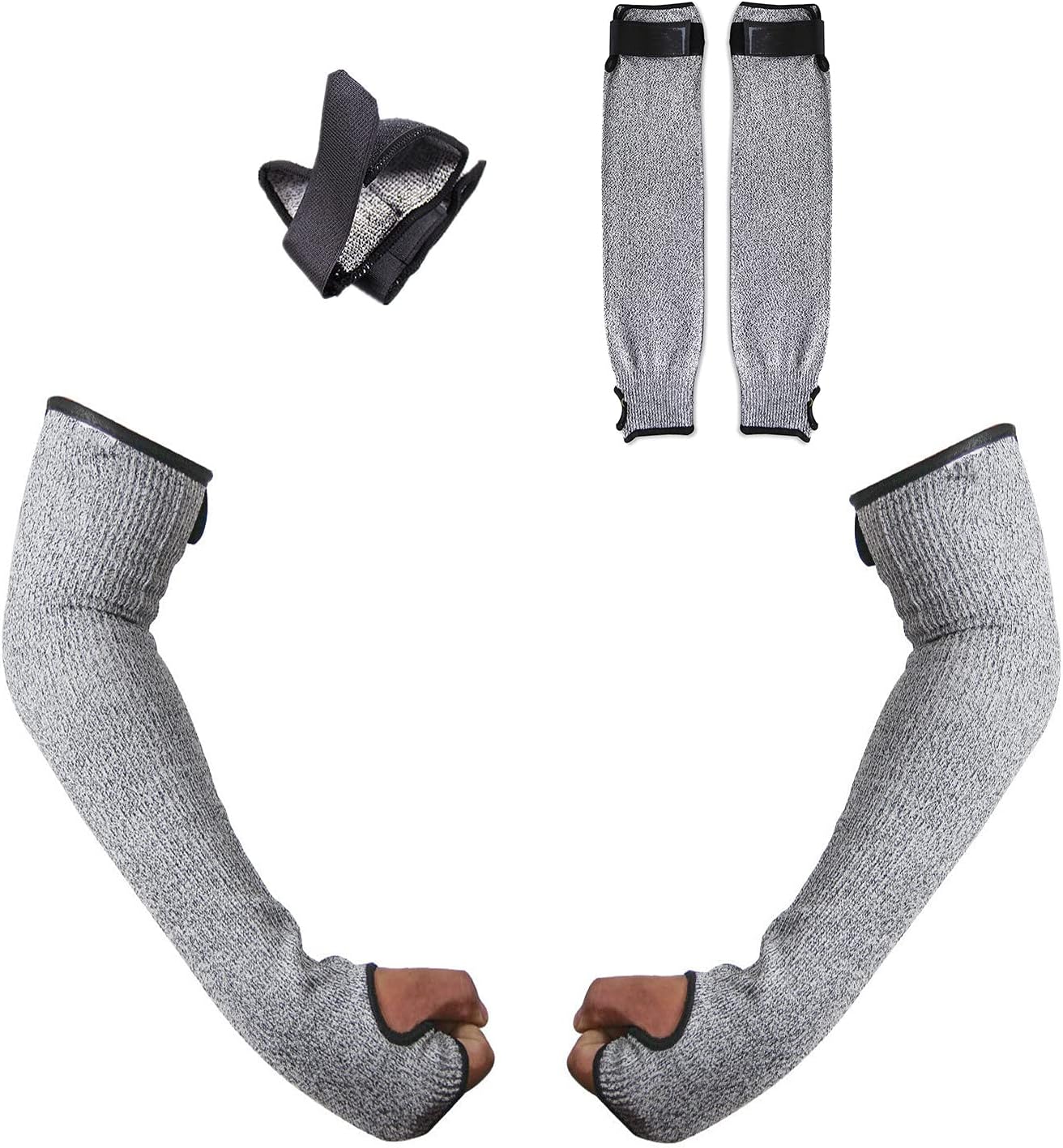 Cut Resistant Farmers Sleeves, Arm Protectors for Thin Skin - Gardening Welding Level 5 Safety Arm Guard with Thumb Hole and Hook Loop, 1 Pair