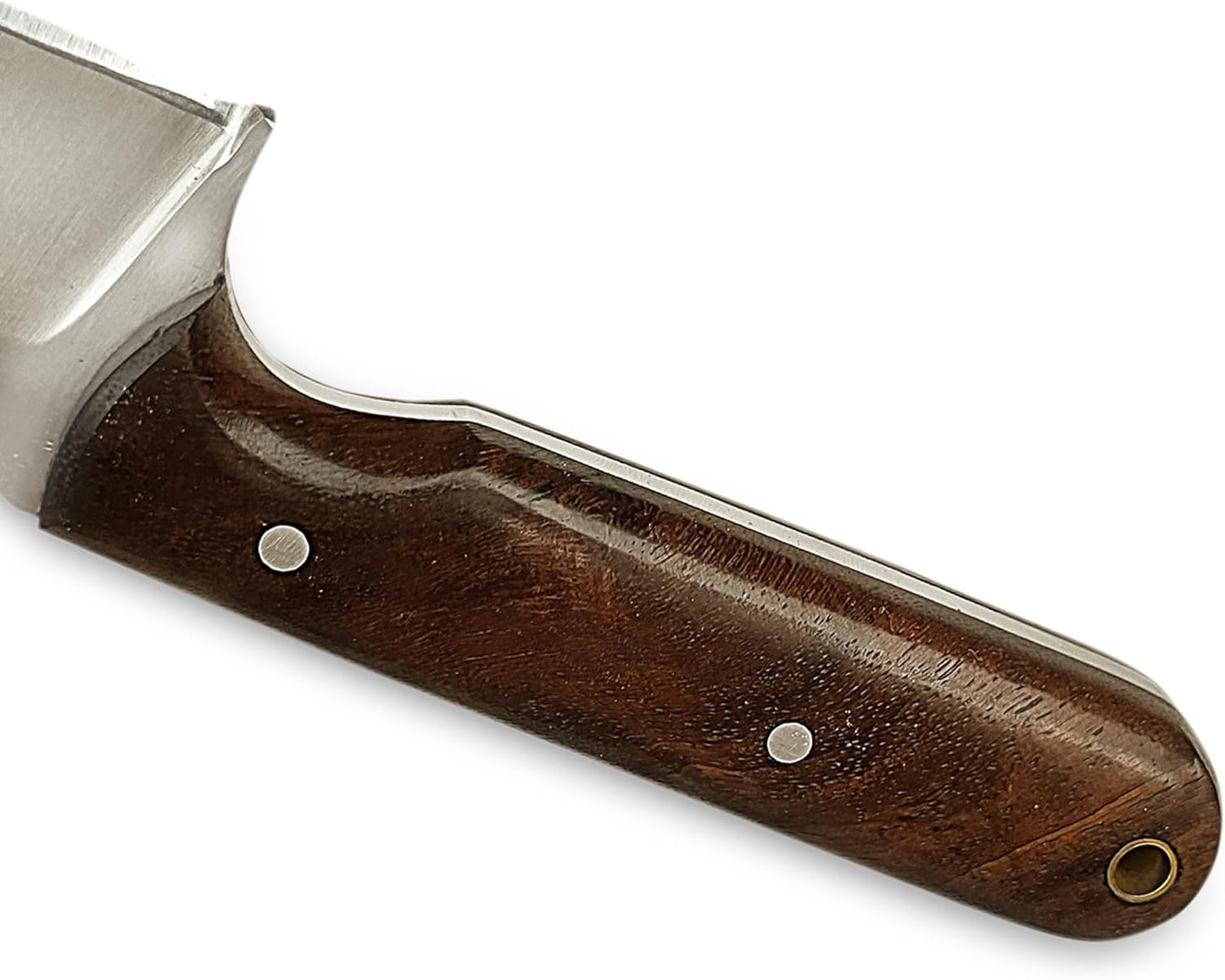 Warivo Damascus Steel Hunting Knife 10 Inch Fixed Blade with Leather Sheath Wood Handle, Skinning Knife for Camping Survival Bushcraft Outdoor Gear for Men