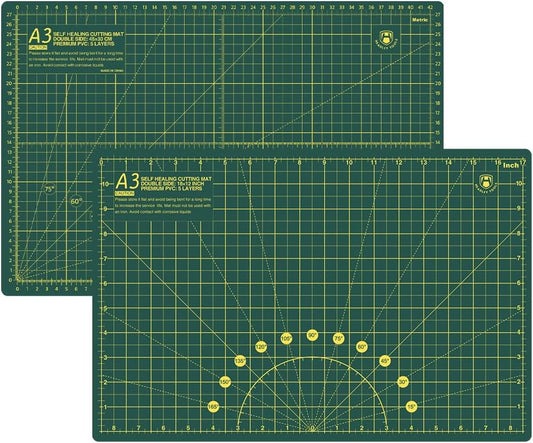 Headley Tools 18"x12" Thickened Self Healing Cutting Mat, A3 Rotary Cutting Sewing Mat for Crafts, Double Sided 5-Ply Table Cutting Board for Fabric Quilting Art Hobby Project, Pink/Purple