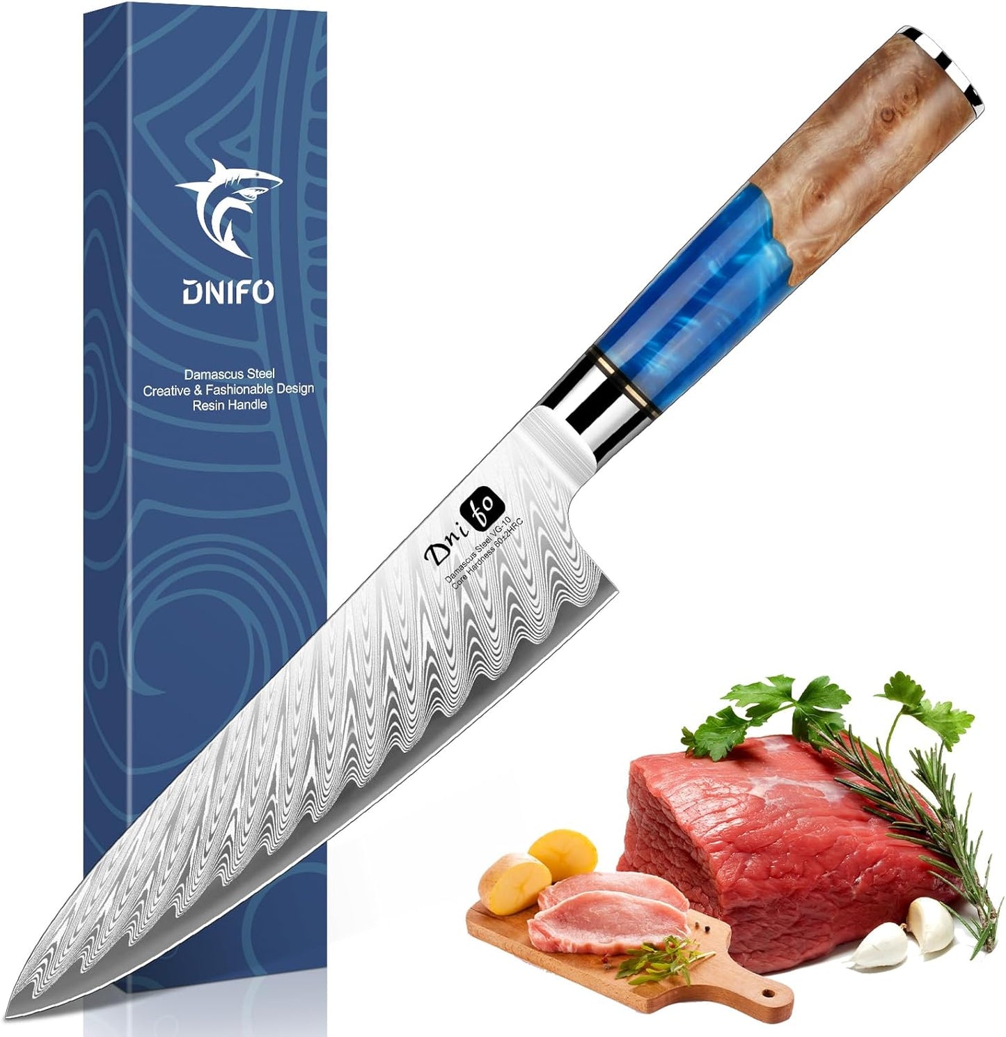 Kitchen Utility Knife 5 Inch, Japanese VG10 Steel Damascus Paring knife, Small Kitchen chef Knife with Gift Box and Resin Wood Handle, Ideal Birthday Gift for Men and Women