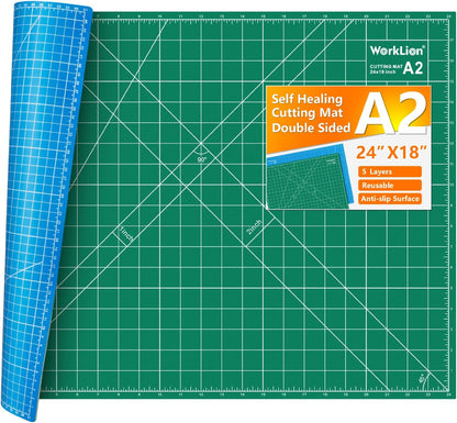Worklion Self Healing Cutting Mat for Craft-Thickened 18inch x 12inch fabric sewing mat for quilting,rotary cutting, nonslip