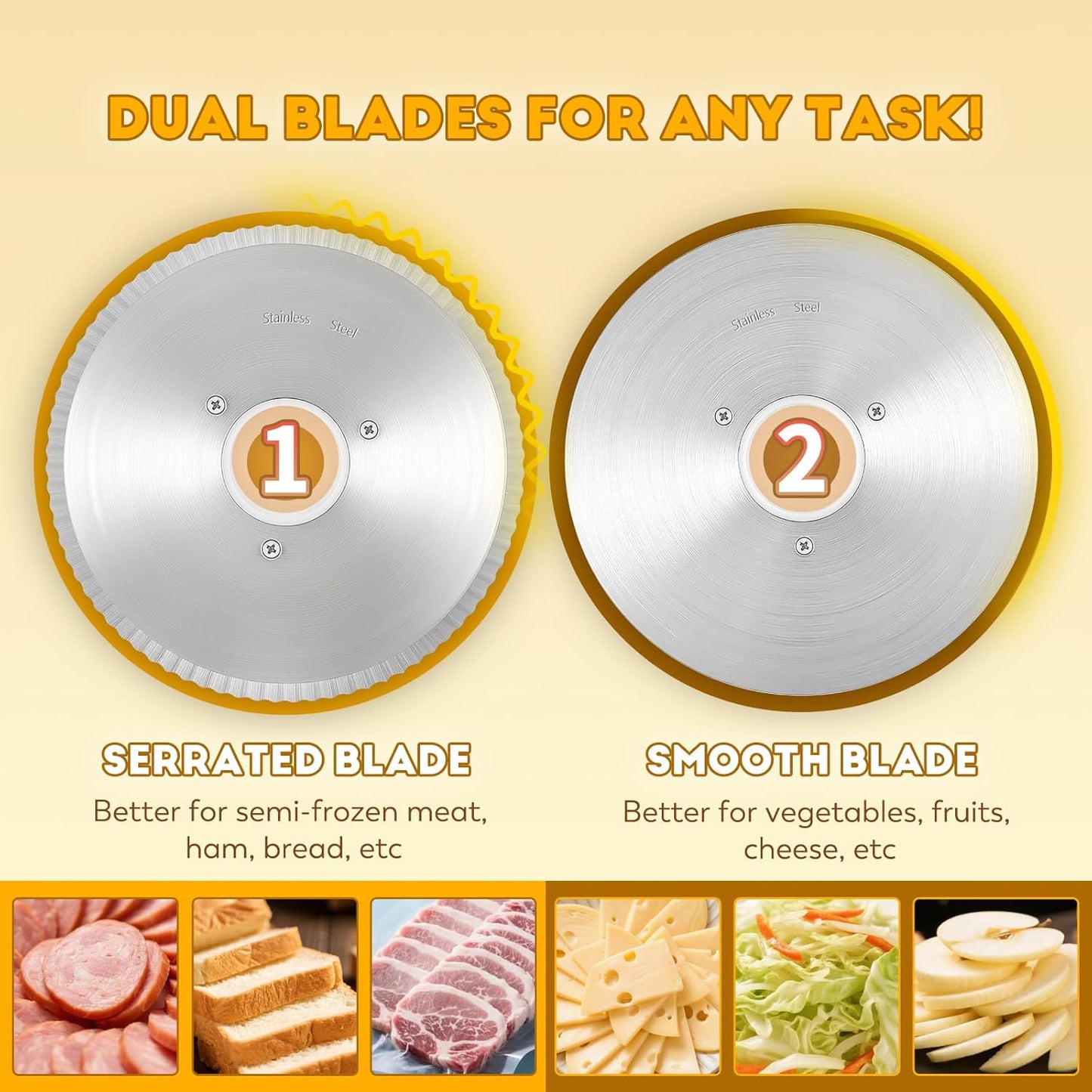 CGOLDENWALL Meat Slicer, 220W Electric Deil Food Slicer with 2 Removable 7.5" Blades, 4/5" Adjustable Thickness, Food Slicer Machine for Home Cutting Meat Cheese Bread Vegetables, 110V CE