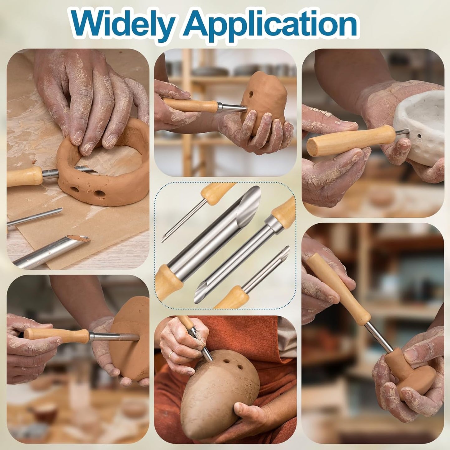 Amrules Clay Tools Kit, 12 PCS Polymer Clay Cutter Tools, Rectangle Shape Acrylic Press Board and Roller Pin Supplies Suitable for Shaping, Carving, Pottery Craft and DIY Projects