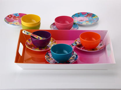 French Bull 6" Melamine Butter Spreader 4-Piece Set - Fun Vibrant Colorful Knives for Cream Cheese, Jam, Jelly, Mayo, Frosting, Sandwich-Shatterproof BPA Free Dishwasher Safe, 6-inch, Garden Florals
