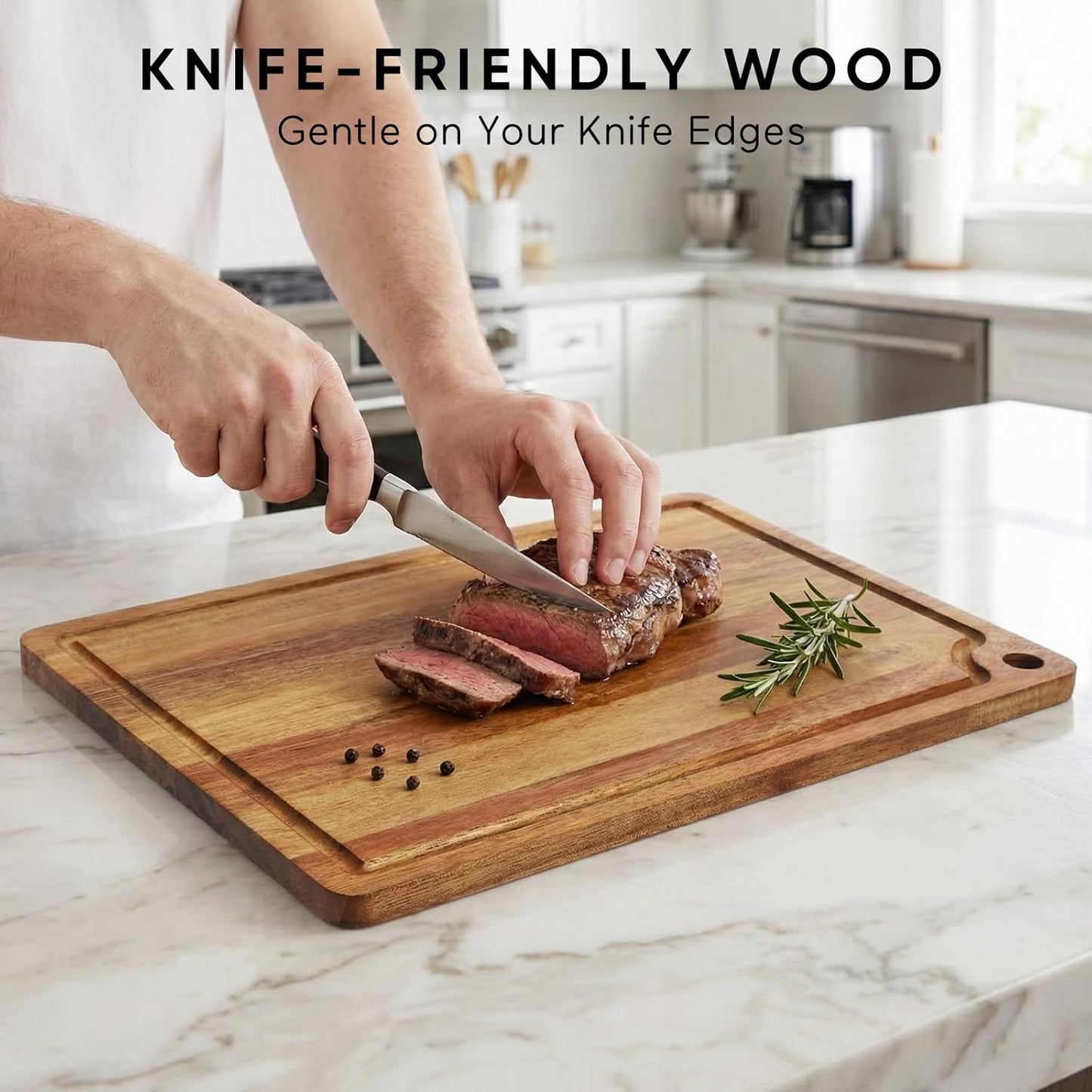 Acacia Wood Small Cutting Board for Kitchen, 10x7 Inch Mini Chopping Bar Board with Juice Groove & Hanging Hole, Thickened Portable Cheese Board for Camping,BBQ, Dorm, RV and Small Spaces