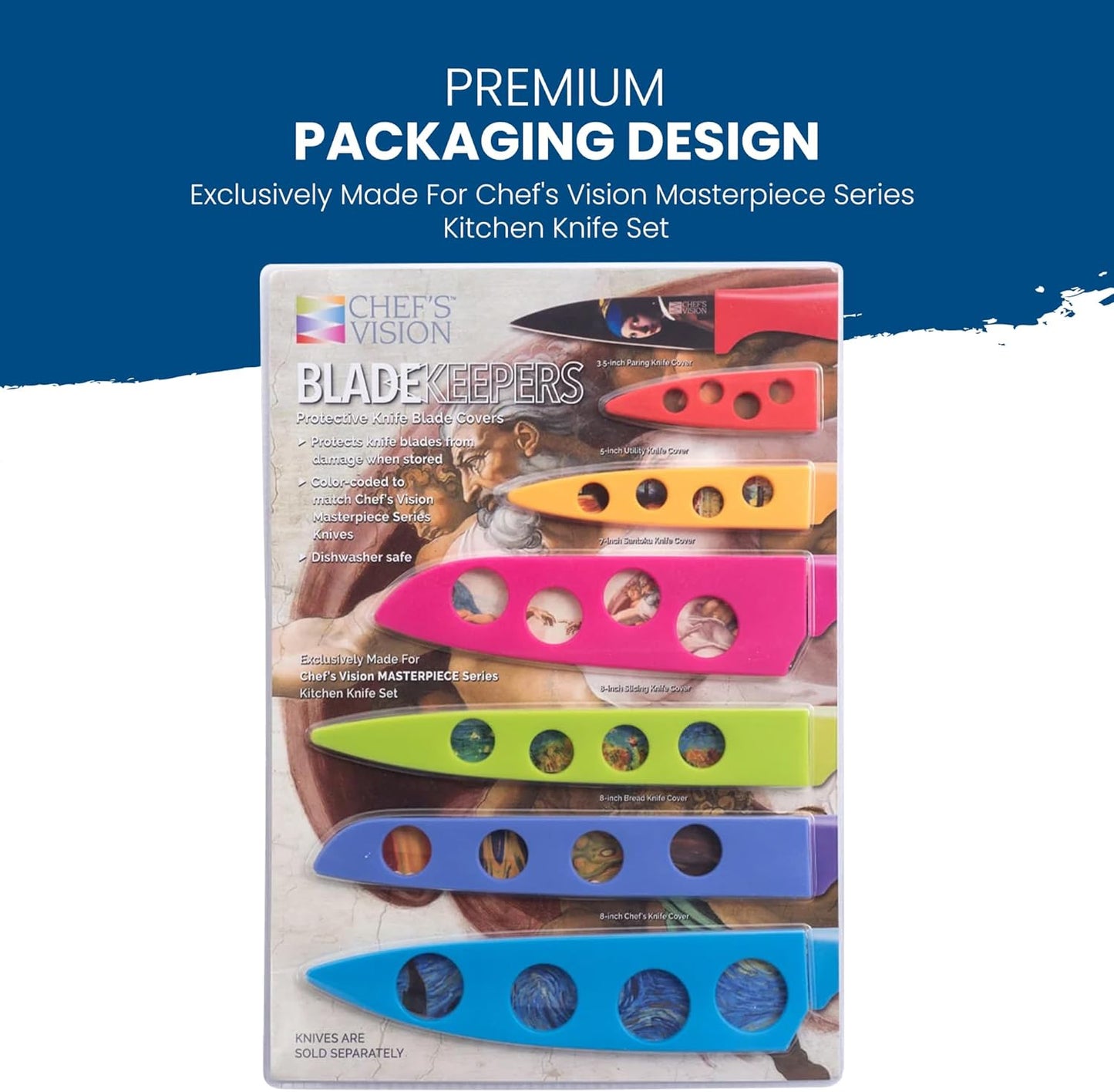 CHEF'S VISION Landscape Knife Blade Covers - Premium Kitchen Knife Guards - Protect your Knives With Stylish Knife Sheaths - Durable and Protective Knife Sleeves - Knives not Included