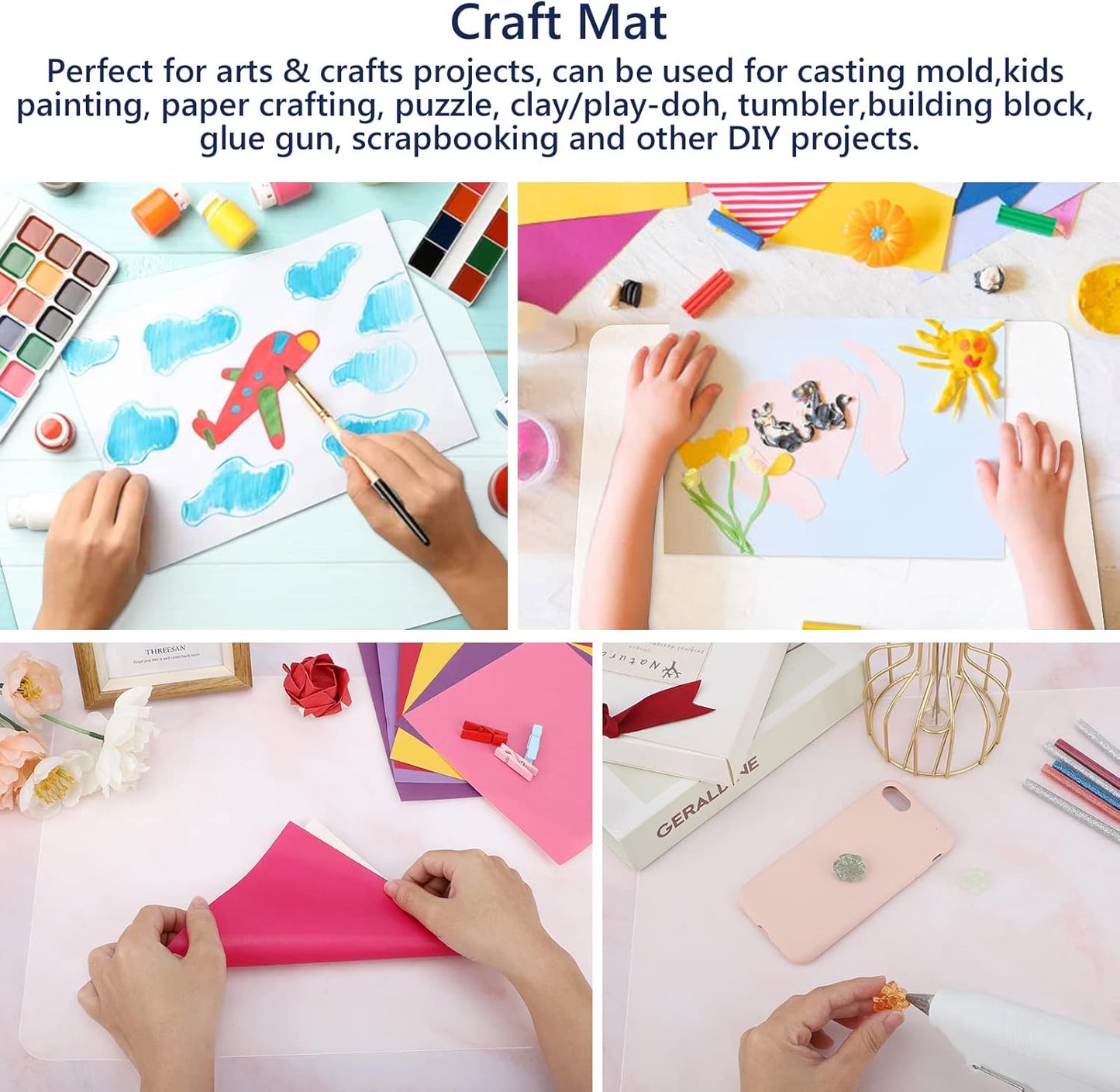 Gartful 2 Pack Silicone Crafting Mats, 15.7" x 11.8" Silicone Mat for Crafts, Large Heat Resistant Sheet for Jewelry Casting, Epoxy Resin, Painting, Counter Table Protector, Placemat, Nonstick, Black