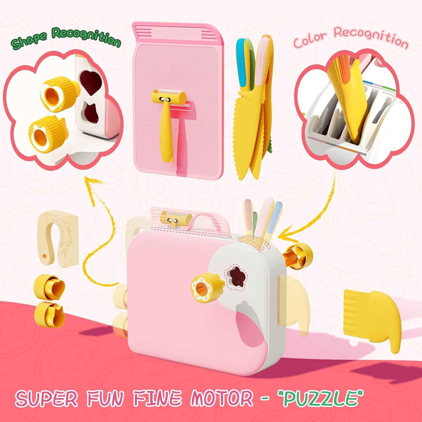 Montessori Kitchen Tools for Toddlers,Kids Knife for Real Cooking,Toddlers Knife Set with Storage Box Kids Safe Knives Children Cutting Set for Girl Boy,Montessori Toys for Kitchen Set -Green