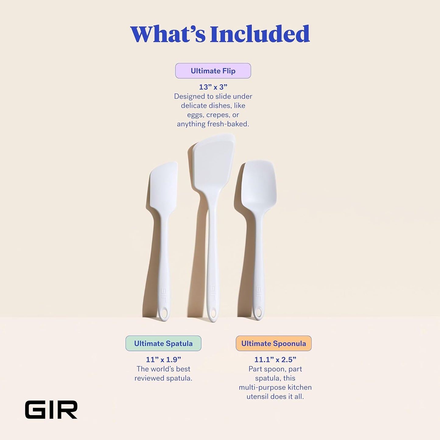 GIR: Get It Right 5 Piece Silicone Ultimate Kitchen Utensils Set - Ladle, Spatula, Flip, Spoon & Spoonula - Non-Toxic Cooking Utensils for Nonstick Cookware, Cooking and Baking - Red