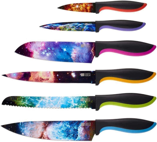 CHEF'S VISION Masterpiece Knife Set -6-Piece Stainless Steel Cutting Knives Set for Kitchen - Stunning Artistic Designs, Great Gift for Women or Men - Unique Kitchen Knife Set Gift for Art Lovers