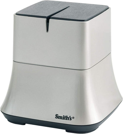 Smith's 51030 Mesa Single Slot Electric Knife Sharpener – Silver – Abrasive Sharpening Wheel + Blade Guides - Kitchen Gadgets – Quick Blade Sharpening – Compact Design – Straight Edge Blades
