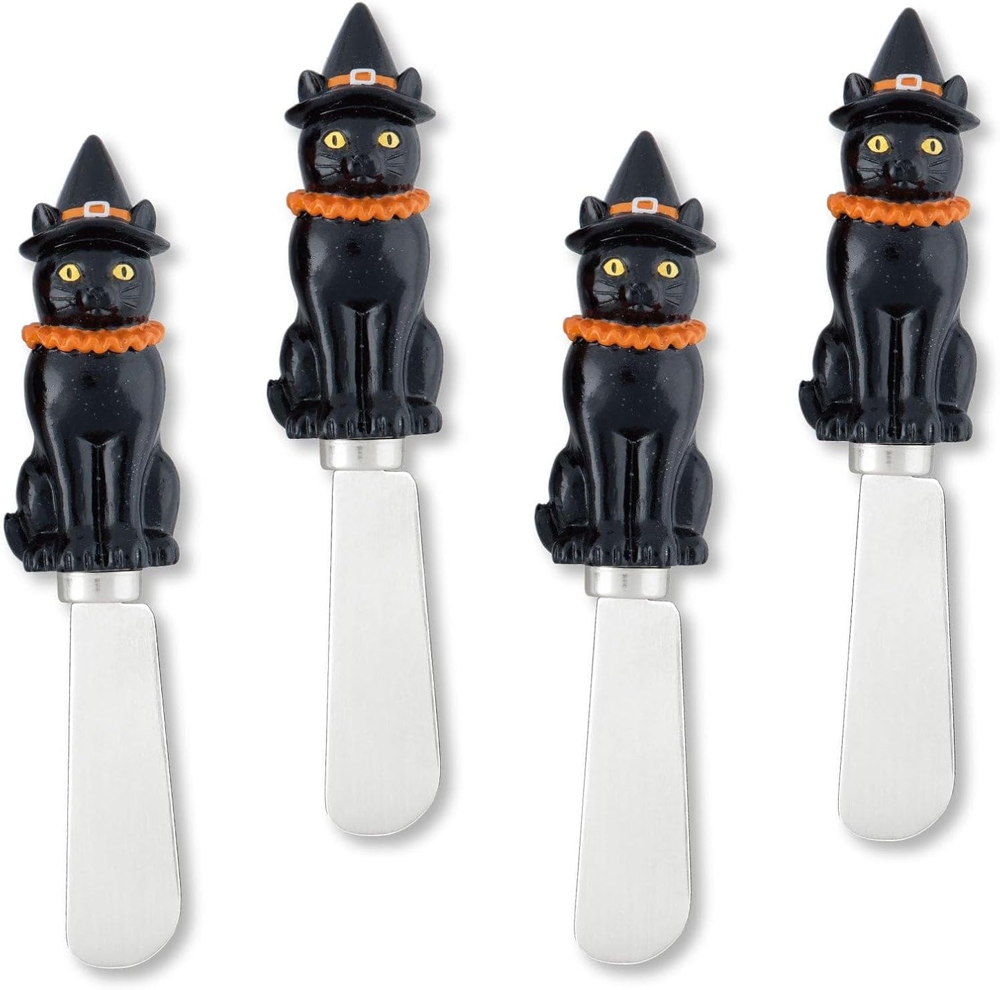Supreme Housewares Harvest Cheese Spreaders, Hand-Painted Resin Handles with Stainless Steel Blades for Spreading Cream Cheese, Butter, and Jam, Assorted Thanksgiving Designs, Set of 4