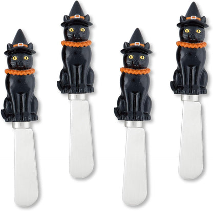 Supreme Housewares Harvest Cheese Spreaders, Hand-Painted Resin Handles with Stainless Steel Blades for Spreading Cream Cheese, Butter, and Jam, Assorted Thanksgiving Designs, Set of 4