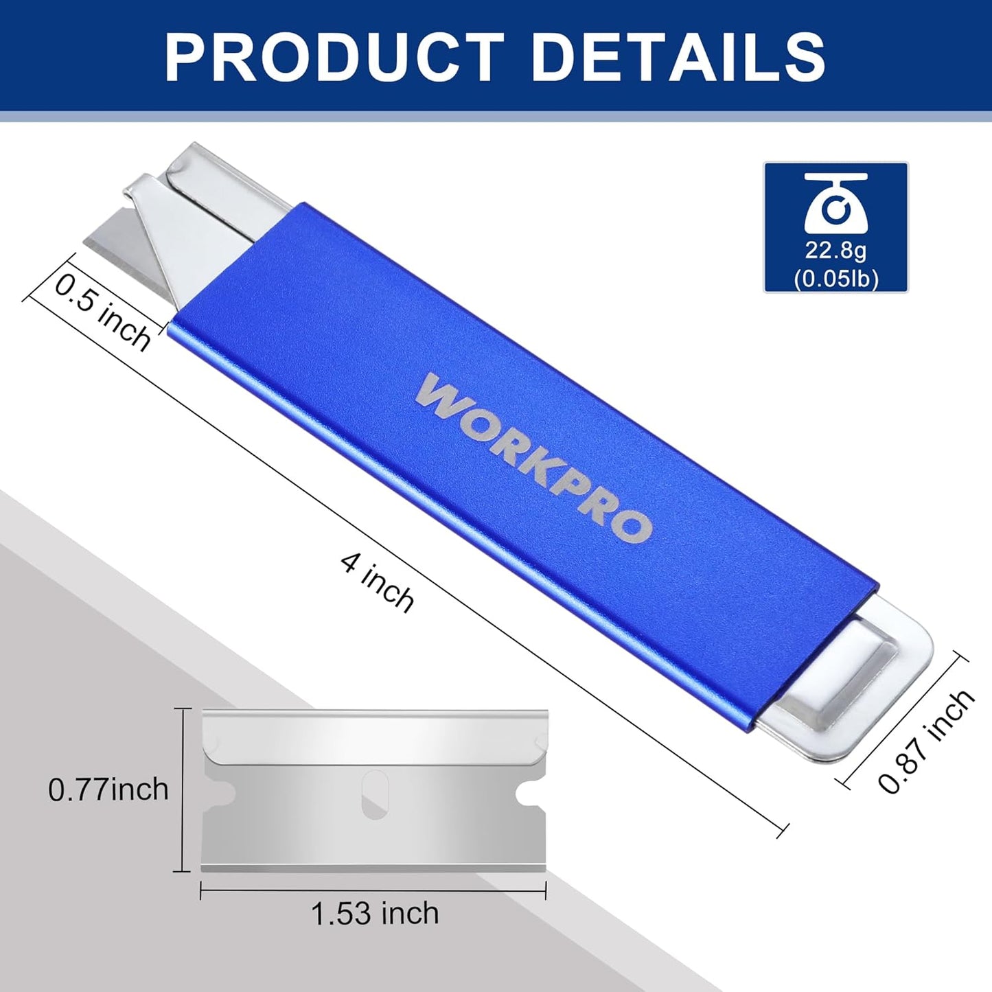 WORKPRO 12-Pack Box Cutter Retractable - Utility Knife with Single Edge Razor Blade - Razor Knife Box Opener Cardboard Cutter with Metal Sheathes- Extra 12-Pack Razor Blades for Replacement - Red