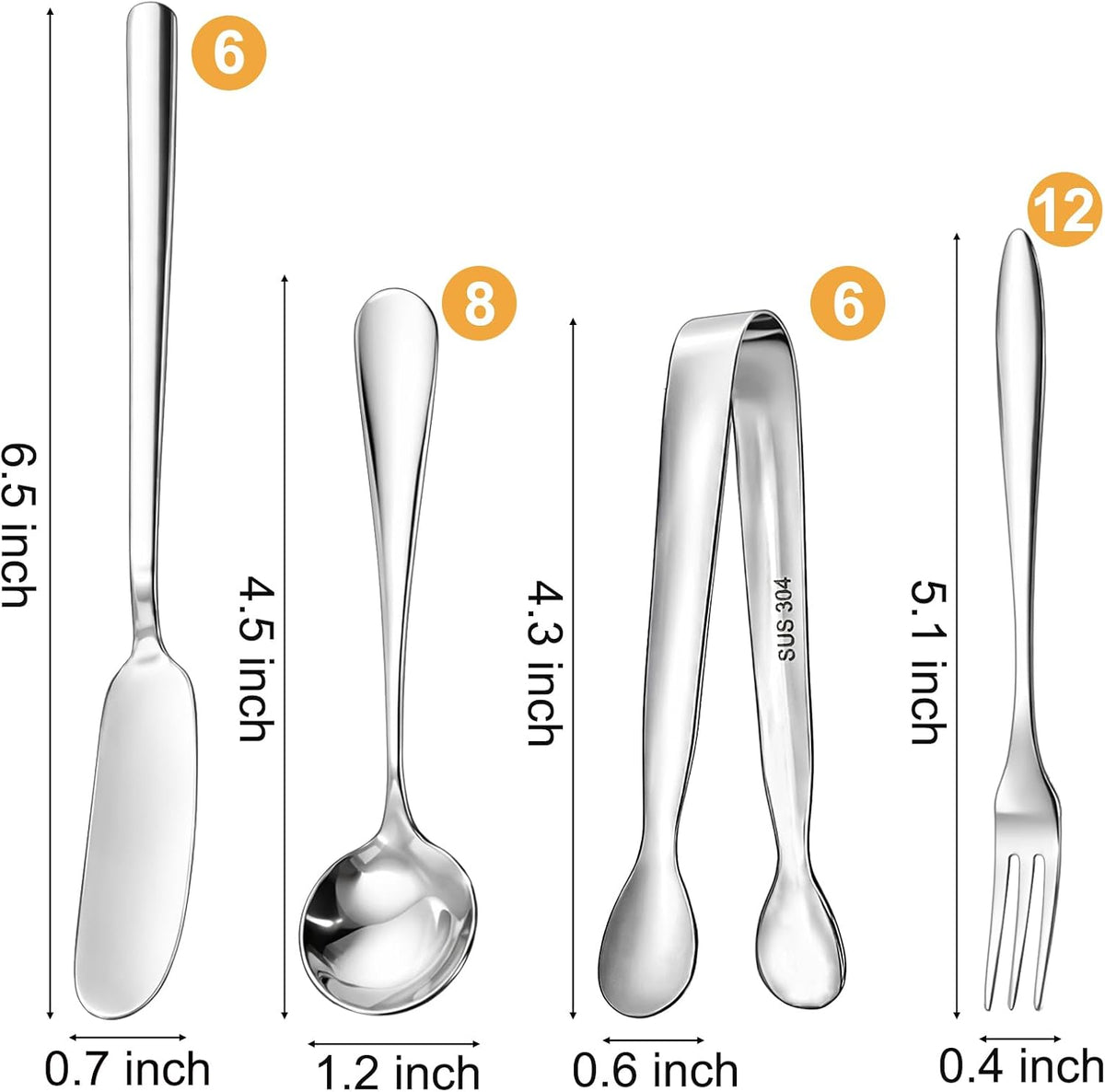 32 Pieces Cheese Butter Spreader Knives Set, Charcuterie Accessories Stainless Steel Cheese Spreader Knives, Mini Serving Tongs, Spoons and Forks for Butter Cheese Jam Appetizer Pastry Making