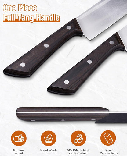 Naitesen 2PCS Cleaver Knife Set, Razor Sharp Meat Cleaver Nakiri Knife for Meat Vegetable Cutting Kitchen Cooking Gifts for Men Women