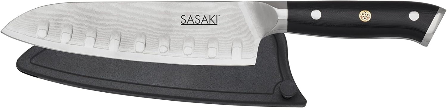 Sasaki 5228194 Masuta Japanese AUS-10 Stainless Steel Santoku Knife with Locking Sheath, 7-Inch