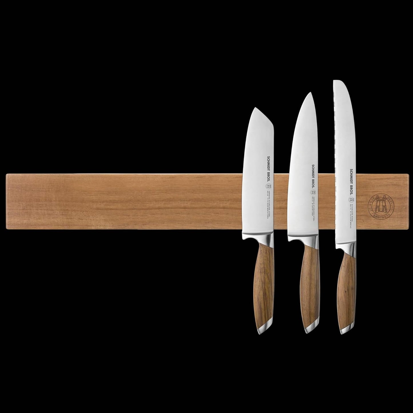 Schmidt Brothers - Acacia 24" Knife Magnetic Strip Wall Bar, Universal Magnetic Knife Holder for Wall and Cutlery Storage Up to 12-16 Knives