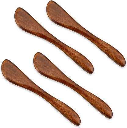 4Pcs Wooden Jam Spreader Knife Knives Jelly Cheese Butter Spreaders 6 Inch Condiment Knive Sandwich Mini Spatulas for Kitchen Stirring Mixing