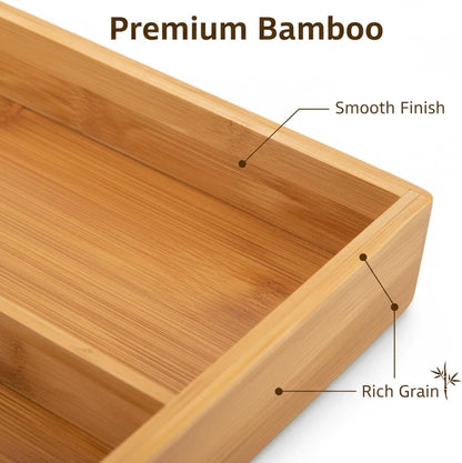 Bamboo Drawer Organizer - Expandable Kitchen Utensil Holder, Adjustable Silverware Drawer Organization, Kitchen Wooden Tray for Cutlery, Flatware & Stationery, 5-7 Slots (Natural)