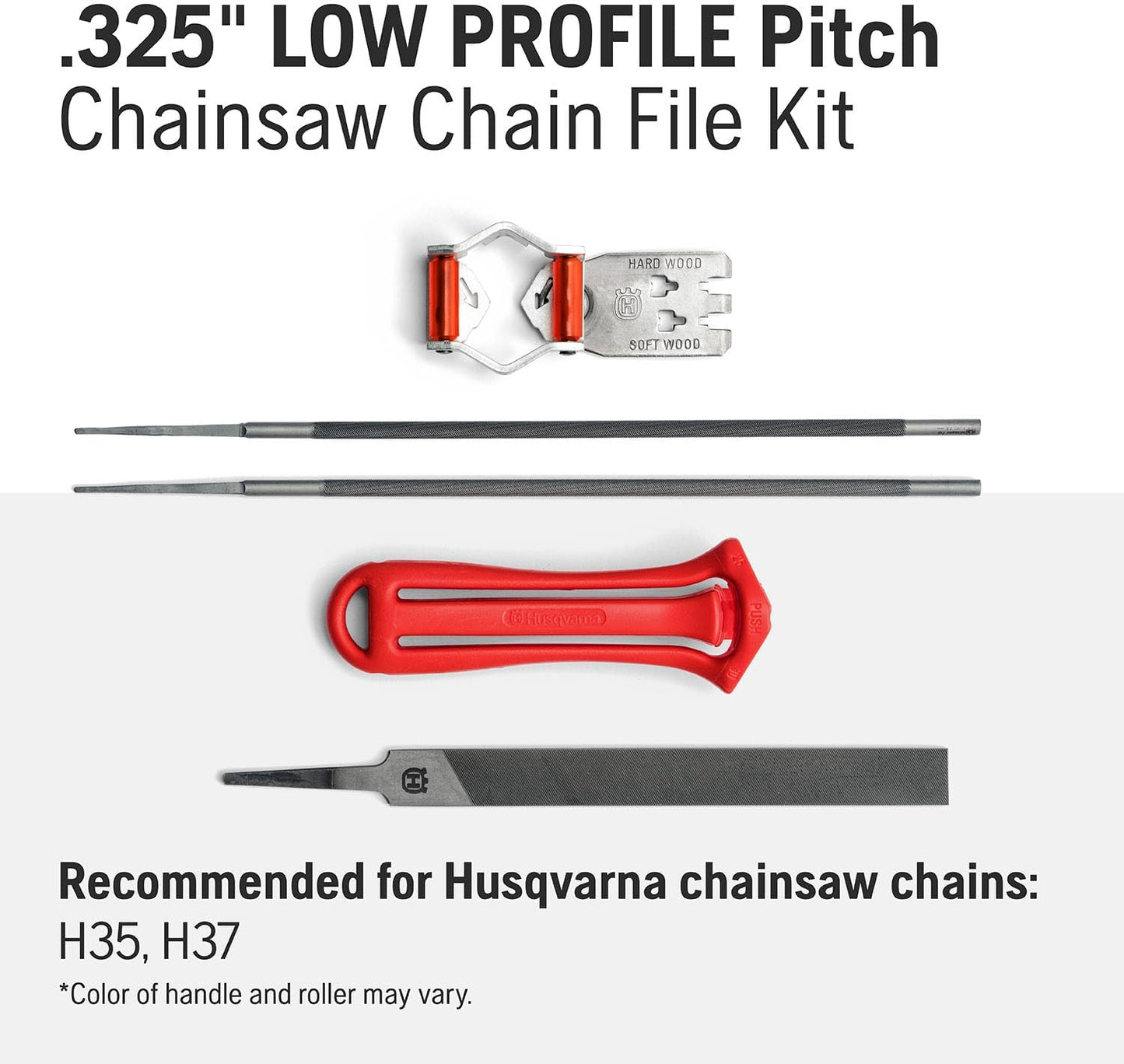 Husqvarna Chainsaw File Kit for 3/8" LO PRO Pitch Chainsaw Chains, Sharpening Kit Includes Handle, Combination Guide, Flat and Round Files