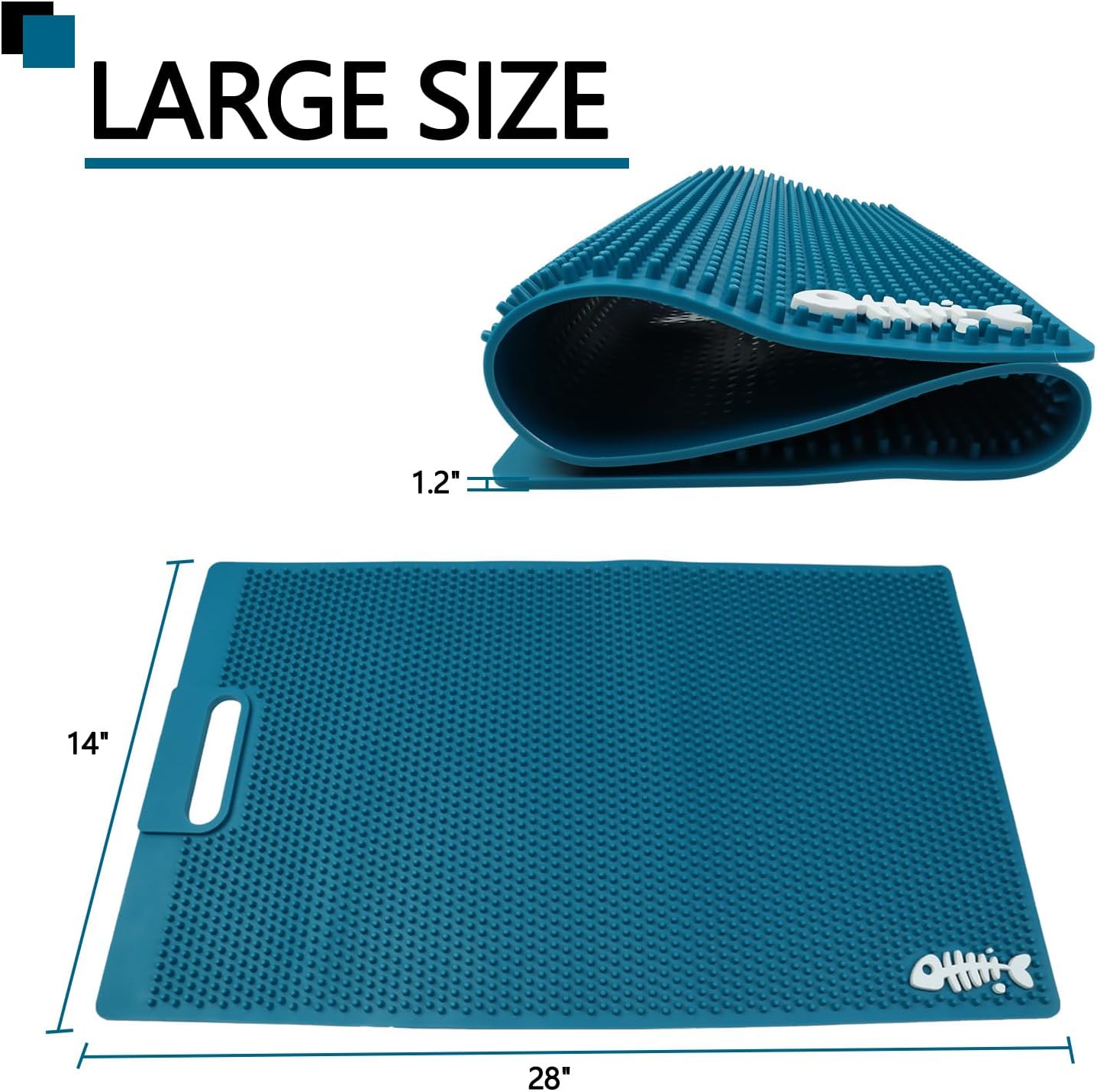 NonSlip Fish Fillet Mat for Filleting, Cutting, Cleaning Heavy Duty Rollable Fish Bait Cutting Board No Need Fish Grippers Large Size Fish Cleaning Mat (14 * 24“, Green)