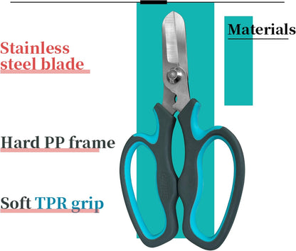 CYRUS Flower Scissors Floral Shears for Cutting Flowers,Garden Shears with Integrated Stab Remover,Florist Cutters Rose Snips,Blue