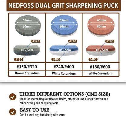 NedFoss Axe/Hatchet Sharpening Puck Whetstone Knife Sharpening Stone, Dual Grit Multi-Purpose Sharpener with Sheath