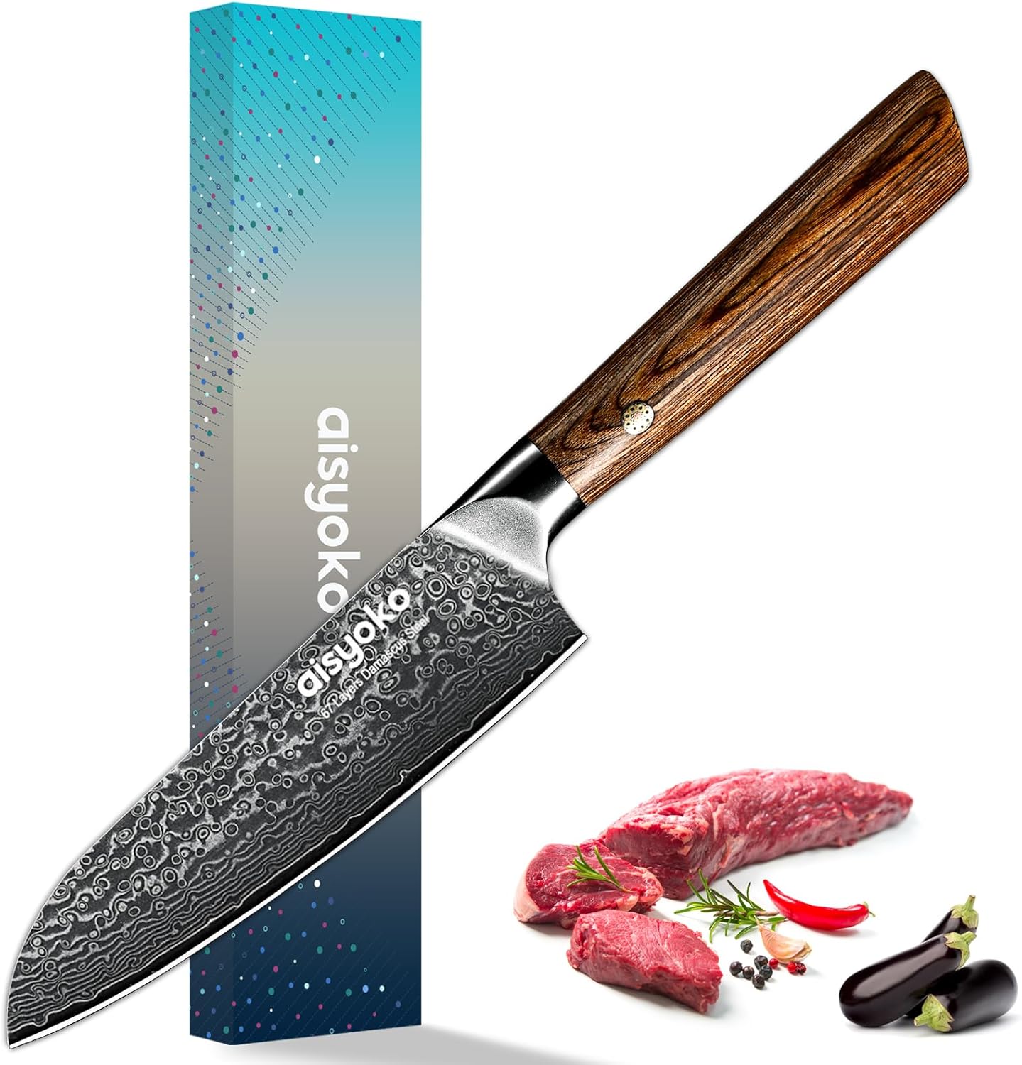 5-Inch Paring Knife - Japanese VG-10 Super Steel 67-Layer Damascus Blade - Fruit Utility Knife for Carving & Peeling - Luxury Gift Box with Color Wooden Handle - Includes Scabbard
