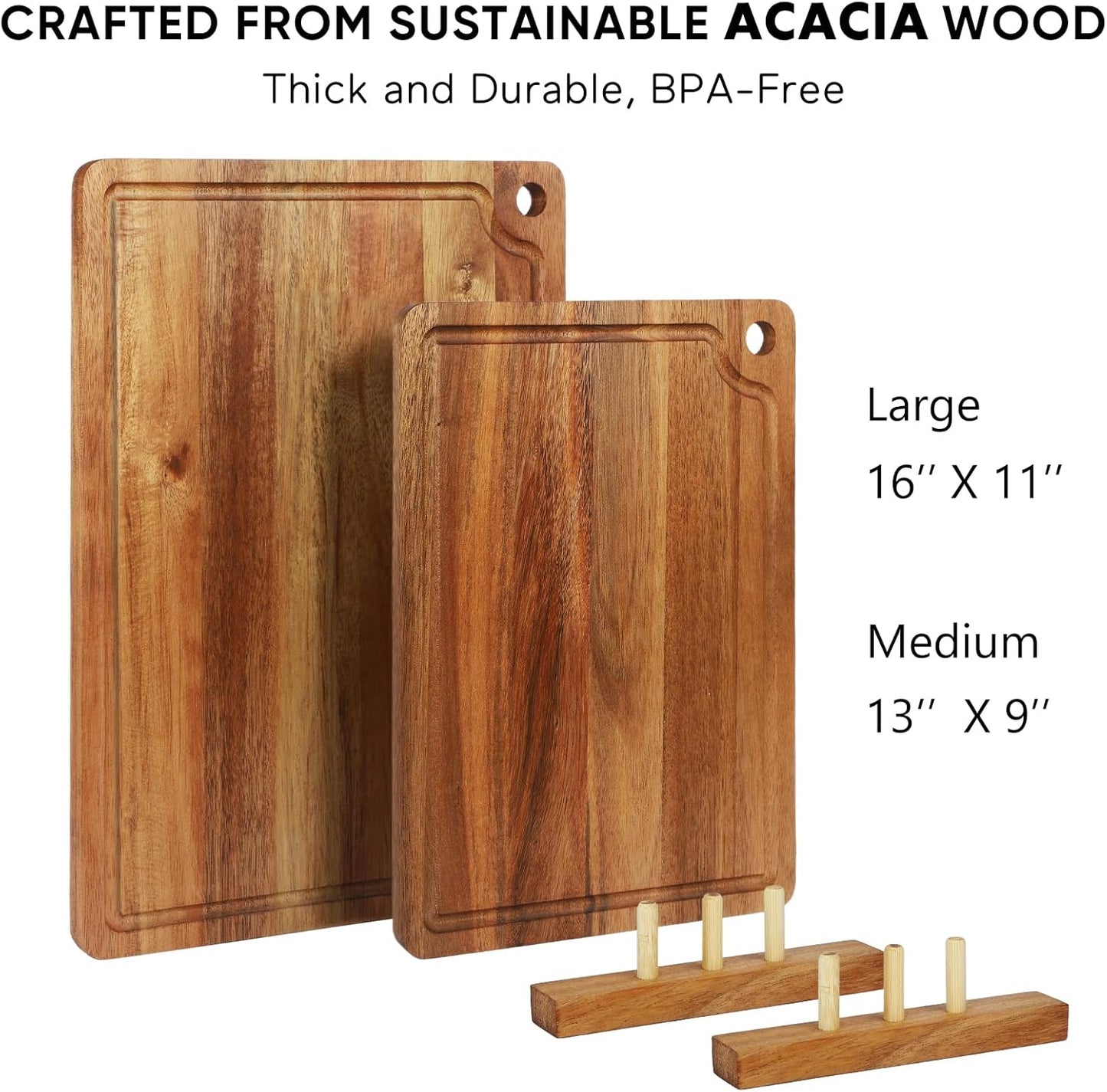 Acacia Wood Small Cutting Board for Kitchen, 10x7 Inch Mini Chopping Bar Board with Juice Groove & Hanging Hole, Thickened Portable Cheese Board for Camping,BBQ, Dorm, RV and Small Spaces