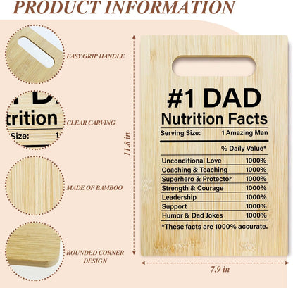Best Dad Ever Bamboo Cutting Board, Grilling Gift For Men, Funny Charcuterie Boards for Home Kitchen Decor, Father's Day Birthday Gifts for Dad from Daughter Son -047