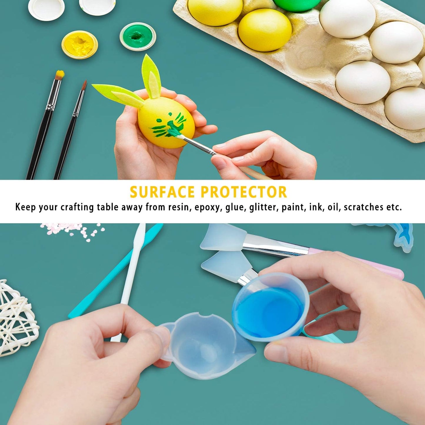 Gartful Non Slip Silicone Mat - 27.6 x 19.7 inches, Thick Transparent Mat for Baby, Crafts, Jewelry, Countertop Protection