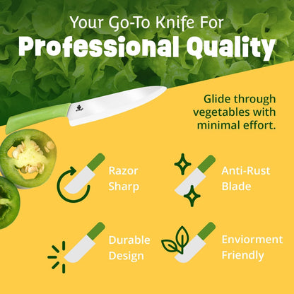 Ceramic Knife Set with Ergonomic Handle, Non-Reactive and Professional Chopping Knife Featuring Sharp, Rust-Proof Blades for Cutting Vegetables & Fruits, Durable Ceramic Kitchen Knives Set 6” & 4”