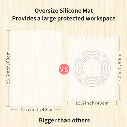 Extra Large Dark Green Countertop Mat - Silicone Table Kitchen Desk Mat - Non-Slip & Heat Resistant - Dinner Placemat Pastry Dough Rolling Mat - Colors A