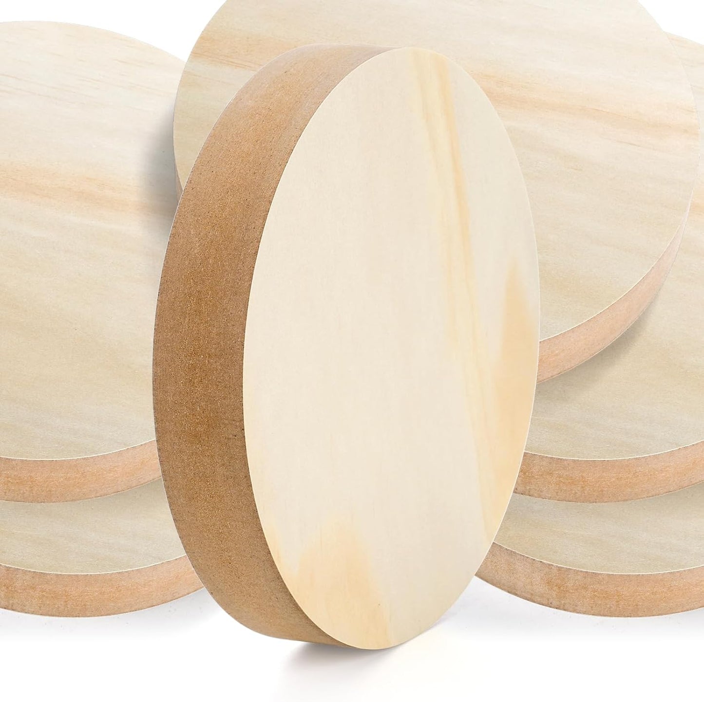 DEAYOU 6 Pack MDF Wood Circles, 6" Round Unfinished Wood Board, Wooden Disc Plaque for Crafts, Medium Density Fiberboard, 1" Thick Wood Block Coaster Base for DIY, Engraving, Chip Carving, Painting