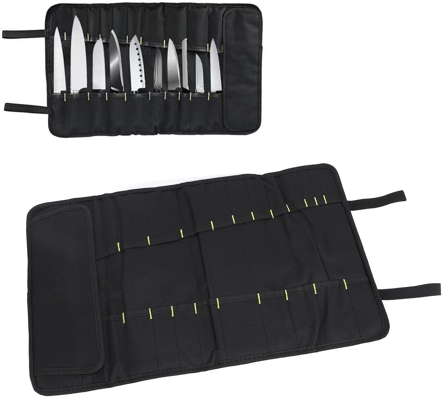 Chef Knife Roll Bag, 20 Slots Canvas Knife Carrying Case Pocket Knife Case Knife Travel Case Roll up Knife Bag Knife Storage Bag for Home Kitchen Travel Camping (Red)