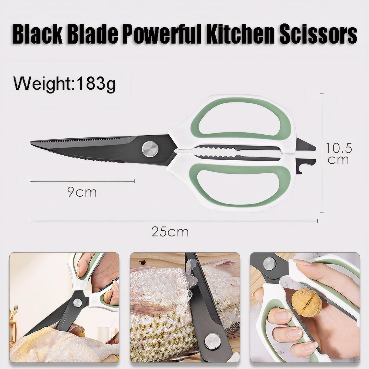 Jasni Transparent Handle Stainless Steel Sharp Powerful Kitchen Scissors Multi-Purpose Heavy Duty Food Scissors Kitchen Shears Chicken Poultry bone fish scales (Amber handle gold blade)