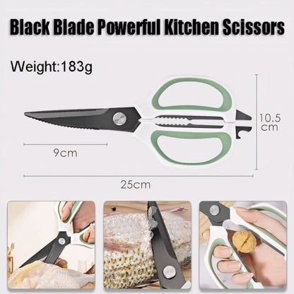 Jasni Transparent Handle Stainless Steel Sharp Powerful Kitchen Scissors Multi-Purpose Heavy Duty Food Scissors Kitchen Shears Chicken Poultry bone fish scales (Amber handle gold blade)