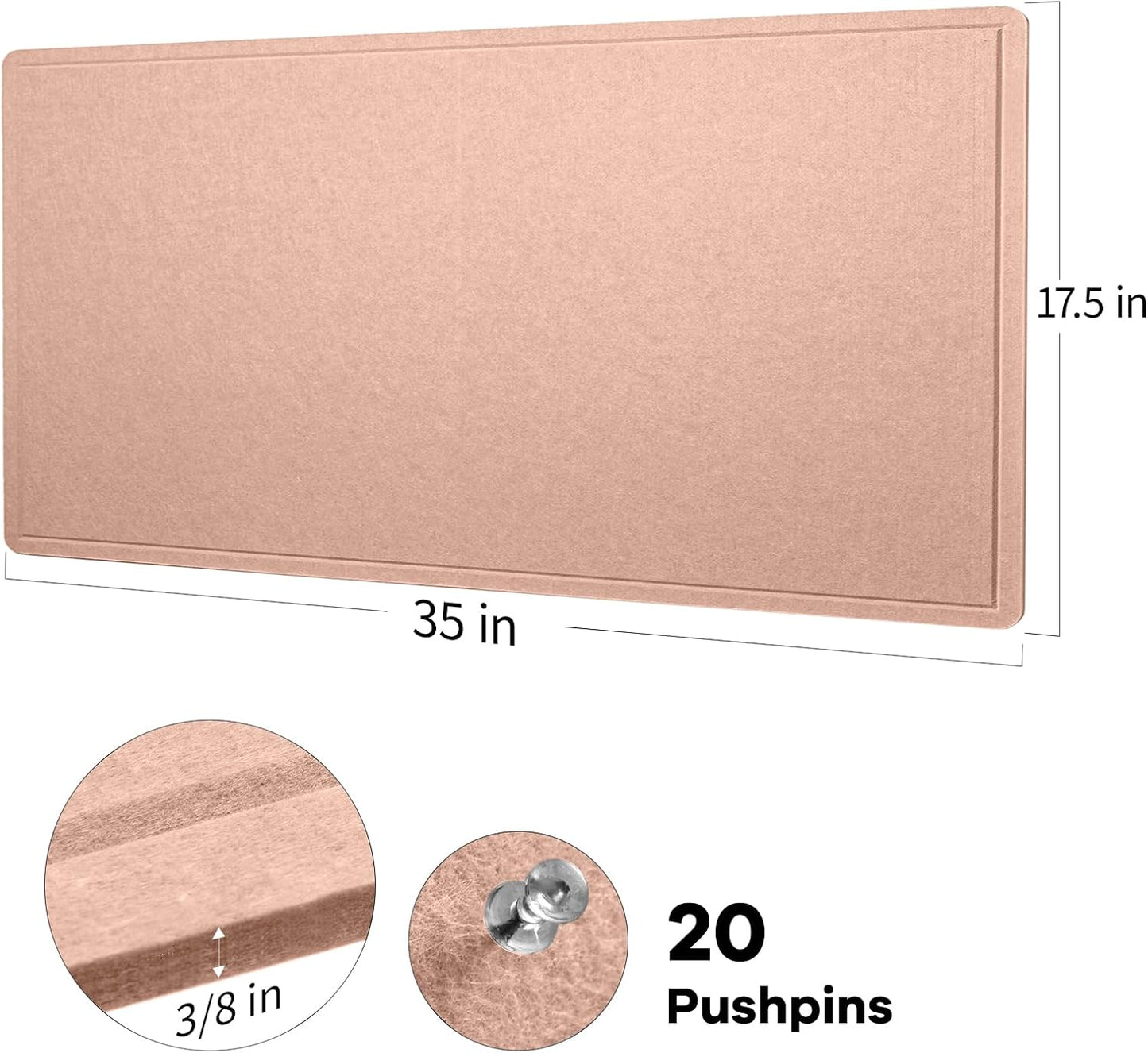 Lightomorrow Bulletin Board, 36 x 24 inches Felt Board - Decorative Pin Board, Cork Board Alternative for Wall, 3' x 2' Foldable Self-Adhesive Vision Board Prayer Board with 20 Pushpins - Black
